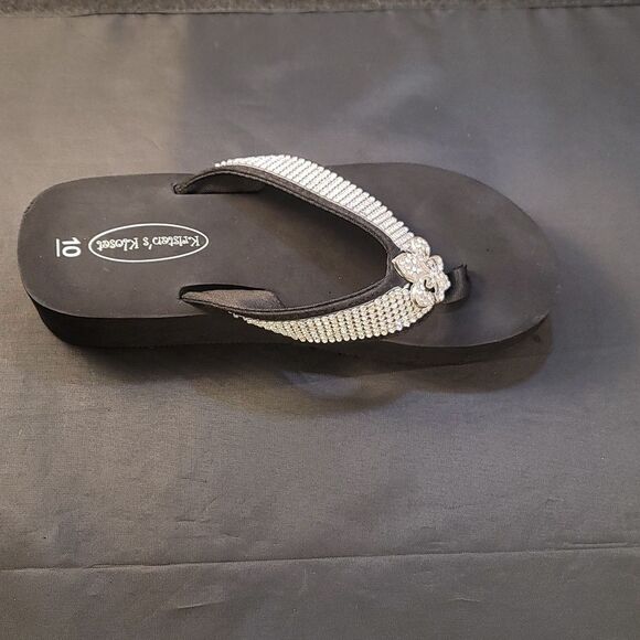 KRISTEN!S KLOSET CRYSTAL FLIP-FLOP GLITZY WOMEN'S WEDGE SANDALS - Picture 13 of 14